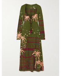 Johanna Ortiz - Eternal Tropical Tie-Detailed Tasseled Printed Jersey Maxi Dress - Lyst