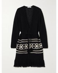 Max Mara - Orione Cardigan Aus Einer Woll-Kaschmirmischung Mit Bindegürtel Und Fransen - Lyst
