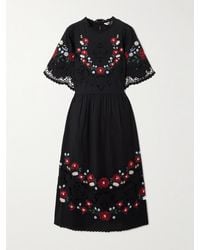 Sea - Rosaline Embroidered Broderie Anglaise Cotton And Linen-Blend Midi Dress - Lyst