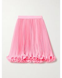 Balmain - Ruffled Plissé-Satin Mini Skirt - Lyst
