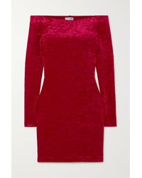 Balenciaga Off-the-shoulder Layered Stretch-crushed Velvet Mini Dress