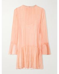 Ulla Johnson - Emmeline Gathered Tiered Silk-Chiffon Mini Dress - Lyst