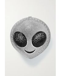 Judith Leiber Kim's Alien Silberfarbene Clutch Mit Kristallen - Grau