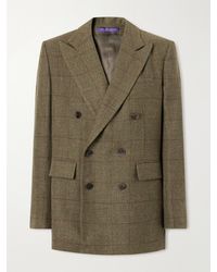 Ralph Lauren - Ramona Double-Breasted Windowpane Linen, Cashmere And Silk-Blend Blazer - Lyst