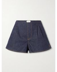 Jacquemus - Amelo Embroidered Pleated Denim Shorts - Lyst