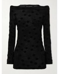 Junya Watanabe - Polka-Dot Flocked Cotton-Jersey Blouse - Lyst