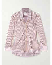 Maison Margiela - Hemd Aus Gestreifter Baumwollpopeline Mit Organzabesatz - Lyst