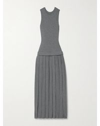 KHAITE - Cassette Pleated Ribbed Wool-Blend Midi Dress - Lyst