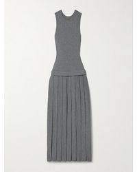 KHAITE - Cassette Pleated Ribbed Wool-Blend Midi Dress - Lyst