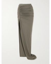 Rick Owens - Edfu Asymmetric Ruched Cotton-Jersey Maxi Skirt - Lyst