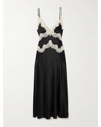 Doen - Obelia Corded Lace-Trimmed Silk-Satin Midi Dress - Lyst