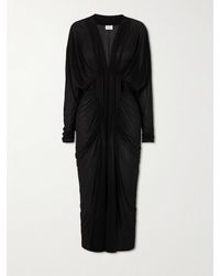 Saint Laurent - Ruched Stretch-Jersey Midi Dress - Lyst