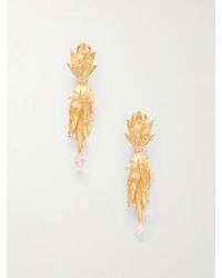 Oscar de la Renta - Palm Leaf Crystal-Embellished-Tone Clip Earrings - Lyst