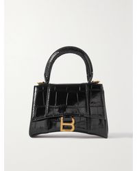 Balenciaga - Hourglass Mini Tote Aus Leder Mit Krokodileffekt - Lyst