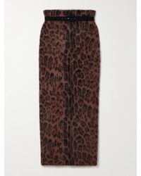 Adam Lippes - Jupe Midi En Cachemire Brossé À Imprimé Léopard Et À Ceinture Levi - Lyst