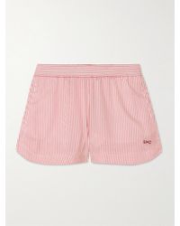 Stella McCartney - Shorts Aus Gestreifter Bioseide Mit Stickerei - Lyst