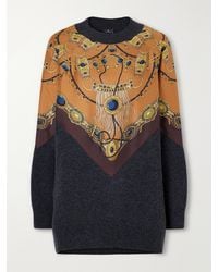 Etro - Printed Silk-Trimmed Wool And Cashmere-Blend Sweater - Lyst