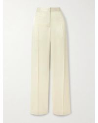 Jil Sander - Pleated Satin Straight-Leg Pants - Lyst