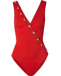 OYE Swimwear Kate Badeanzug Mit Knöpfen - Rot