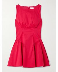 STAUD - Gwen Paneled Cotton-Blend Poplin Mini Dress - Lyst