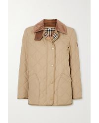 Burberry Corduroy And Leather-trimmed Quilted Shell Jacket - Multicolour