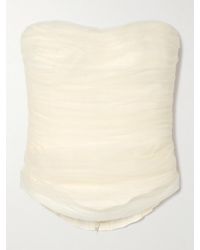Danielle Frankel - Milo Organza And Grosgrain-Trimmed Ruched Tulle Bustier Top - Lyst