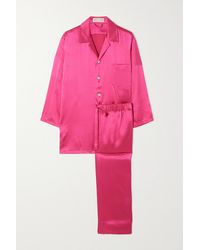 Olivia Von Halle Seide Bella Pyjama Aus Seidensatin in Pink Damen Bekleidung Nachtwäsche Schlafanzüge 