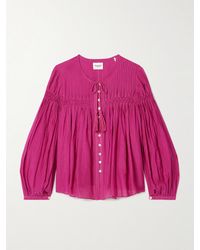 Isabel Marant - Abadi Bluse Aus Voile Aus Einer Baumwollmischung Mit Biesen Und Raffungen - Lyst