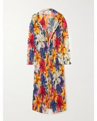 Etro - Floral-Print Plissé-Gauze Coat - Lyst