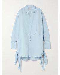 JW Anderson - Tie-Detailed Cotton And Silk-Blend Mini Shirt Dress - Lyst