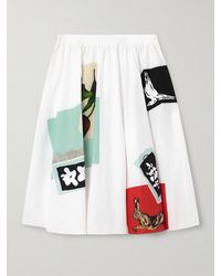 Marni - Printed Pleated Cotton-Poplin Midi Skirt - Lyst