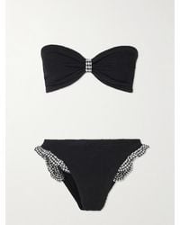 Hunza G - Jean Bandeau-Bikini Aus Seersucker Mit Gingham-Karobesätzen Und Rüschen - Lyst