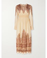 Zimmermann - Ascent Smocked Printed Georgette Midi Dress - Lyst