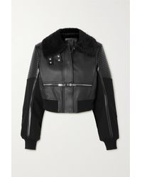 Givenchy Shearling-trimmed Textured-leather Bomber Jacket - Black