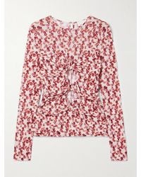 Isabel Marant - Gladice Ruched Cutout Floral-Print Stretch-Jersey Top - Lyst