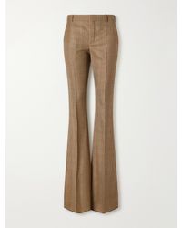 Saint Laurent - Prince Of Wales Checked Virgin Wool Flared Pants - Lyst