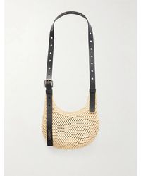 Loewe - Paula's Ibiza Punch Hole Mini Leather-Trimmed Raffia Shoulder Bag - Lyst