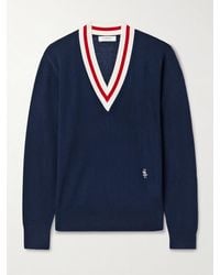 Sporty & Rich - Embroidered Striped Merino Wool Sweater - Lyst