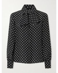 Valentino Garavani - Tie-Detailed Polka-Dot Silk Crepe De Chine Shirt - Lyst