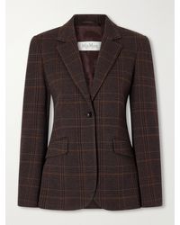Max Mara - Abate Prince Of Wales Checked Wool And Cotton-Blend Blazer - Lyst