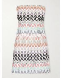 Missoni - Striped Metallic Crochet-Knit Mini Dress - Lyst