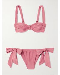 Faithfull the Brand - Sol Tie-Detailed Gathered Metallic Bikini - Lyst
