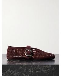 Alaïa - Laser-Cut Suede Ballet Flats - Lyst