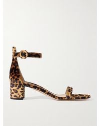 Gianvito Rossi - Gaeta 45 Leopard-Print Velvet Sandals - Lyst