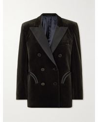 Blazé Milano - Everynight Double-Breasted Silk-Satin Trimmed Cotton-Velvet Blazer - Lyst