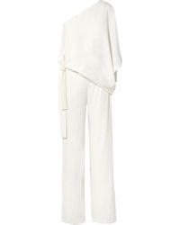 Halston One-shoulder Crepe Jumpsuit - White