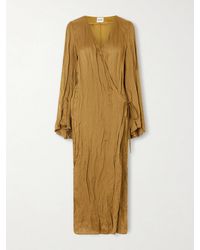 KHAITE - Rommi Crinkled-Voile Midi Wrap Dress - Lyst