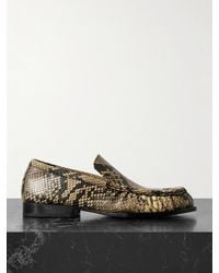 Dries Van Noten - Snake-Effect Leather Loafers - Lyst
