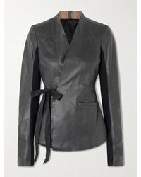 Rick Owens - Hollywood Grosgrain-Trimmed Leather Wrap Jacket - Lyst