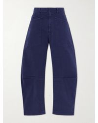 Nili Lotan - Shon Cotton-Blend Twill Barrel-Leg Pants - Lyst